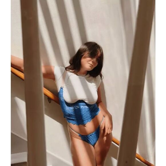 NEW We Are Hah Free People Bust A Move Bustier - True Blue Small - Picture 2 of 4